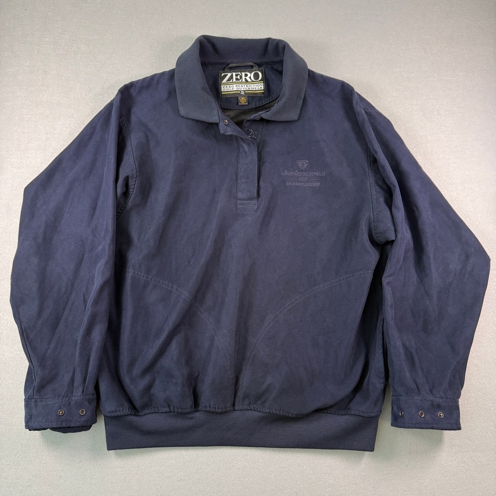 Zero‎ Restriction Golf Jacket Mens M Navy Pullover Charles Schwab Cup Windshirt